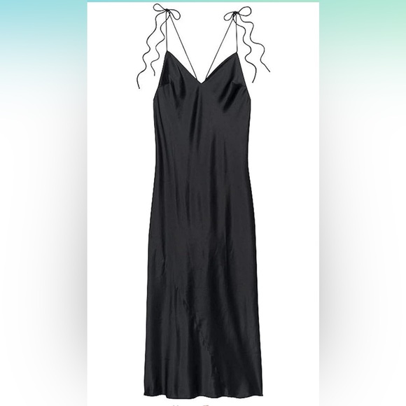 Victoria Secret Elegant Black Satin Slip Dress - Picture 2 of 4